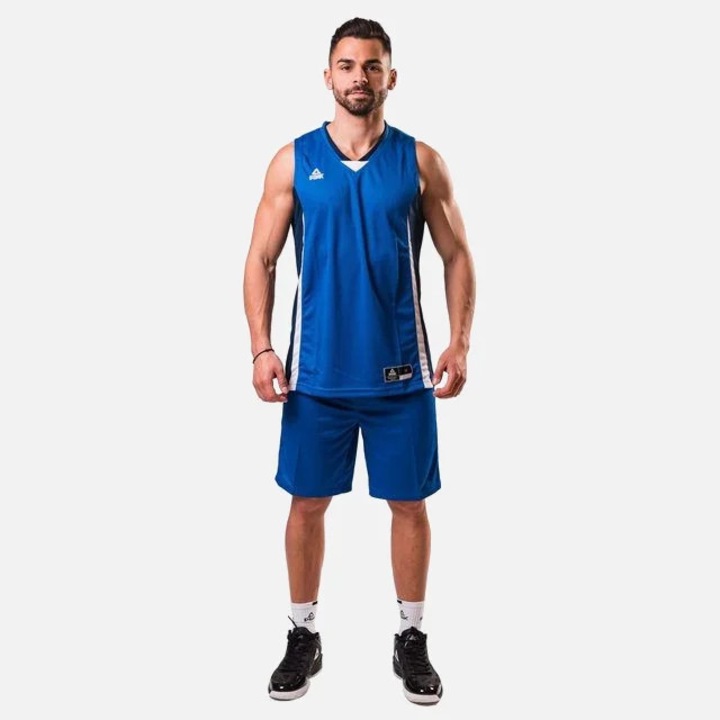 Set maiou/short baschet PeakSport Floater albastru/navy/alb, Alb/Albastru