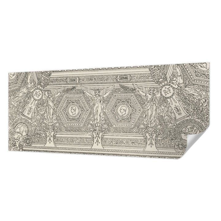 Tapet Textil Autocolant, Wallfluent, Ornament clasic, Alb, 250 x 104 cm, Detasabil, Lavabil, 010170060020000285576