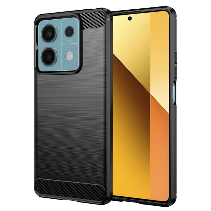 Husa Carbon pentru Xiaomi Redmi Note 13 5G, Silicon TPU Durabil, Protectie sporita, Rezistenta la socuri, Grip Anti-Alunecare, Neagra