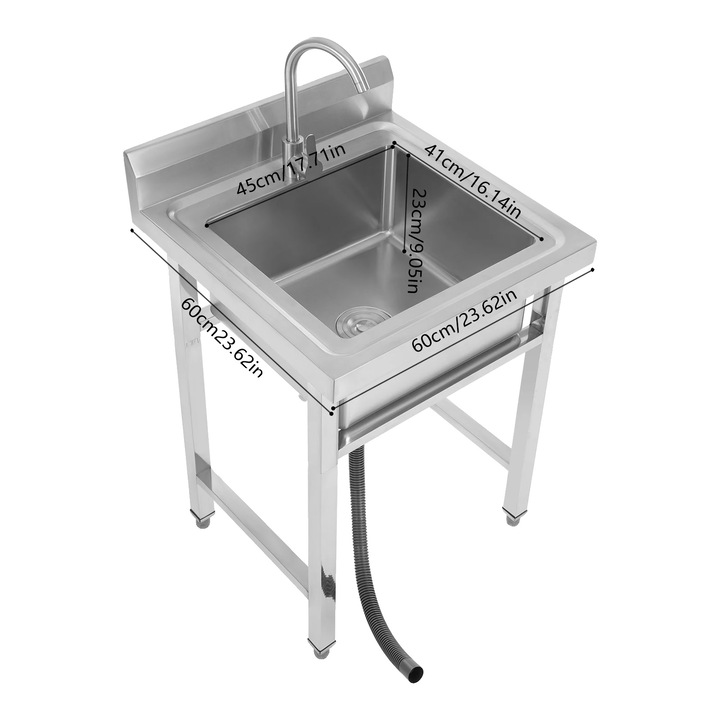 Chiuveta bucatarie, design freestanding, un singur bol, alb, dimensiuni 45x41x23cm