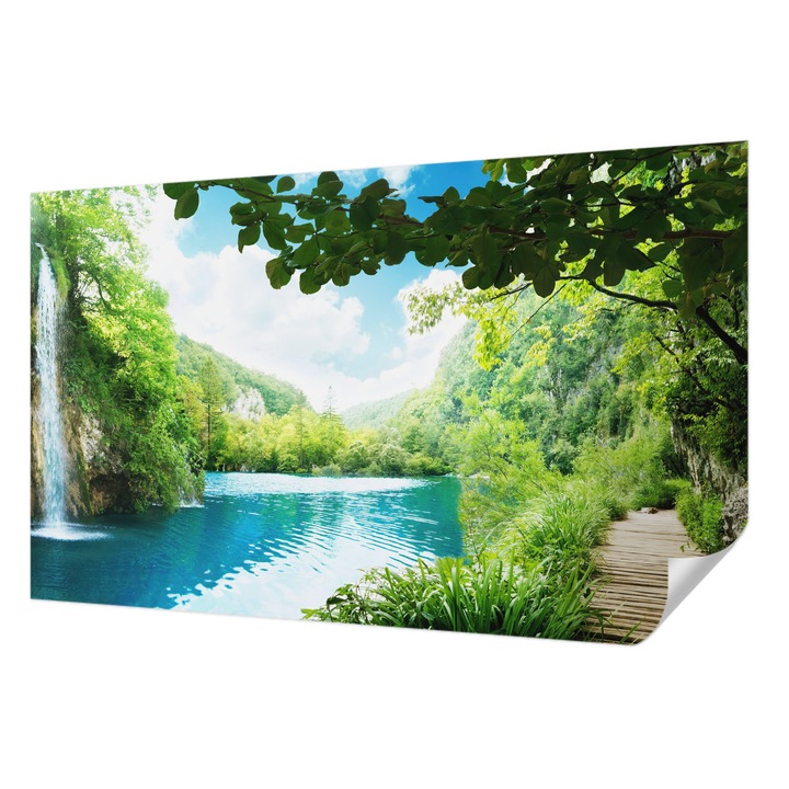 Öntapadós Tapéta Fali Dekoráció, Wallfluent, Természetes oázis, Zöld, 416 x 254 cm, Nappaliba, Konyhába, 010170060070000000823