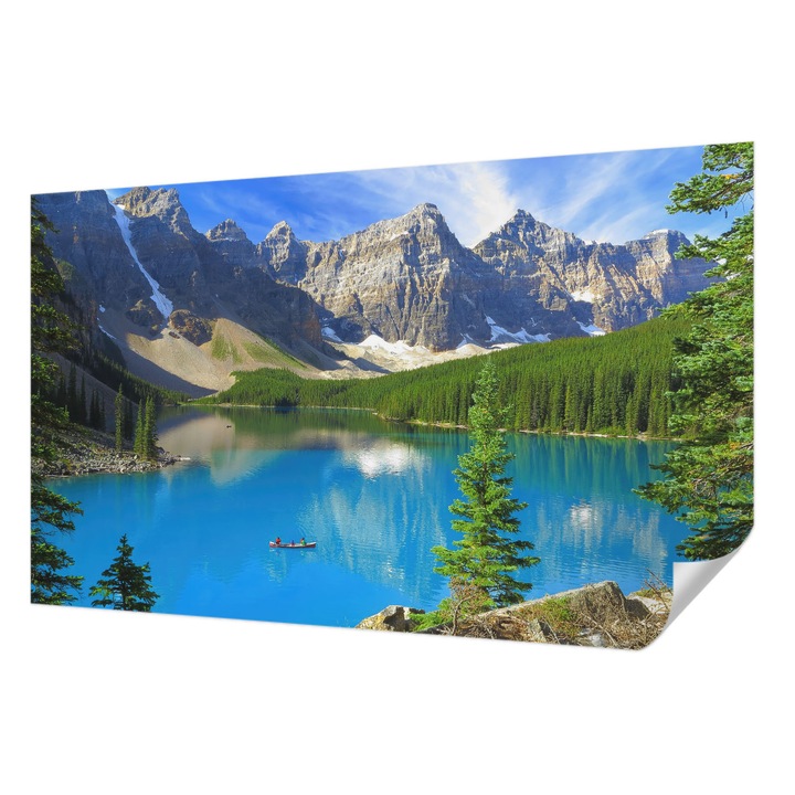 Öntapadós Fotótapéta Falra, Wallfluent, Hegyi tó, Kék, 416 x 254 cm, Dekoráció, Erős Ragasztó, 010170060070000001157