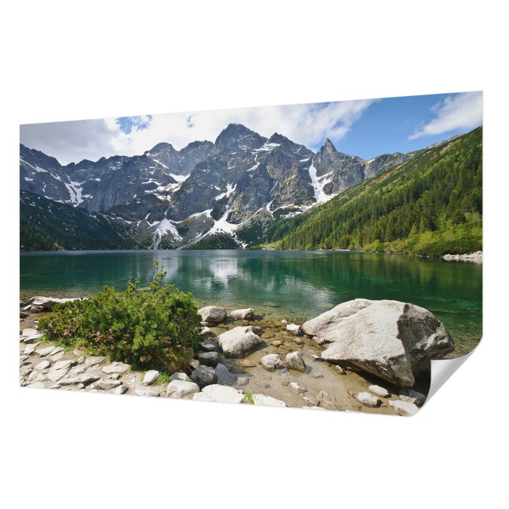 Öntapadós Fotótapéta Falra, Wallfluent, Hegyi tó, Zöld, 416 x 254 cm, Könnyen Tisztítható, Nedvességálló, 010170060070000001044