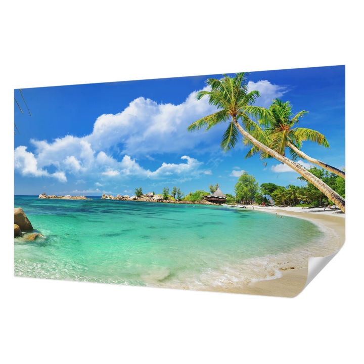 Öntapadós Tapéta Falra, Wallfluent, Trópusi paradicsom, Kék, 416 x 254 cm, Modern Dizájn, Könnyen Felszerelhető És Tisztítható, 010170060070000000845