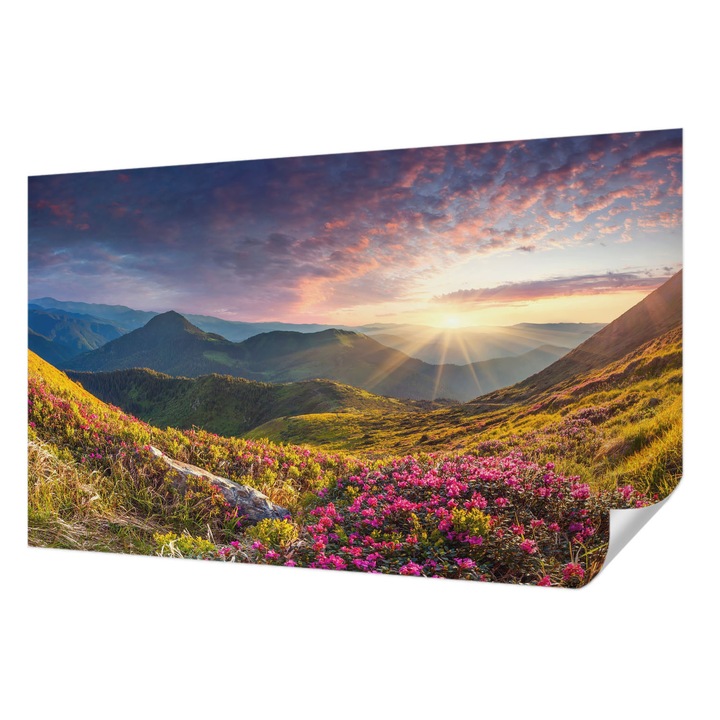 Öntapadós Dekor Tapéta, Wallfluent, Hegyi panoráma, Zöld, 416 x 254 cm, Fali Dekoráció, Nedvesség- És Foltálló, 010170060070000001604