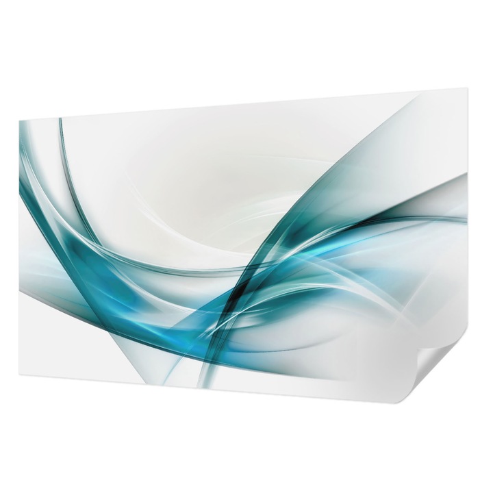 Öntapadós Tapéta Falra, Wallfluent, Kék hullámok, Fehér, 416 x 254 cm, Nappaliba, Konyhába, 010170060070000002259