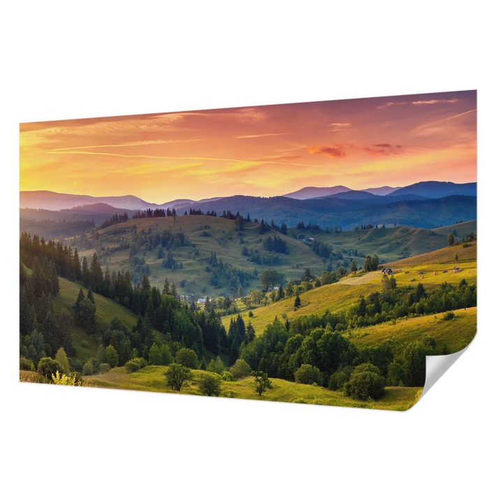 Öntapadós Tapéta Falra, Wallfluent, Hegyi táj, Sárga, 416 x 254 cm, Erős Ragasztó, Modern Belsőépítészeti Dekoráció, 010170060070000001914