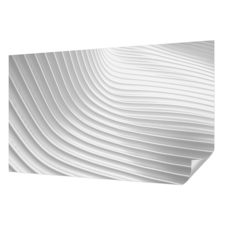 Öntapadós Fotótapéta Falra, Wallfluent, Elegáns hullámok, Fehér, 416 x 254 cm, Előszobába, Hálószobába, 010170060070000006025