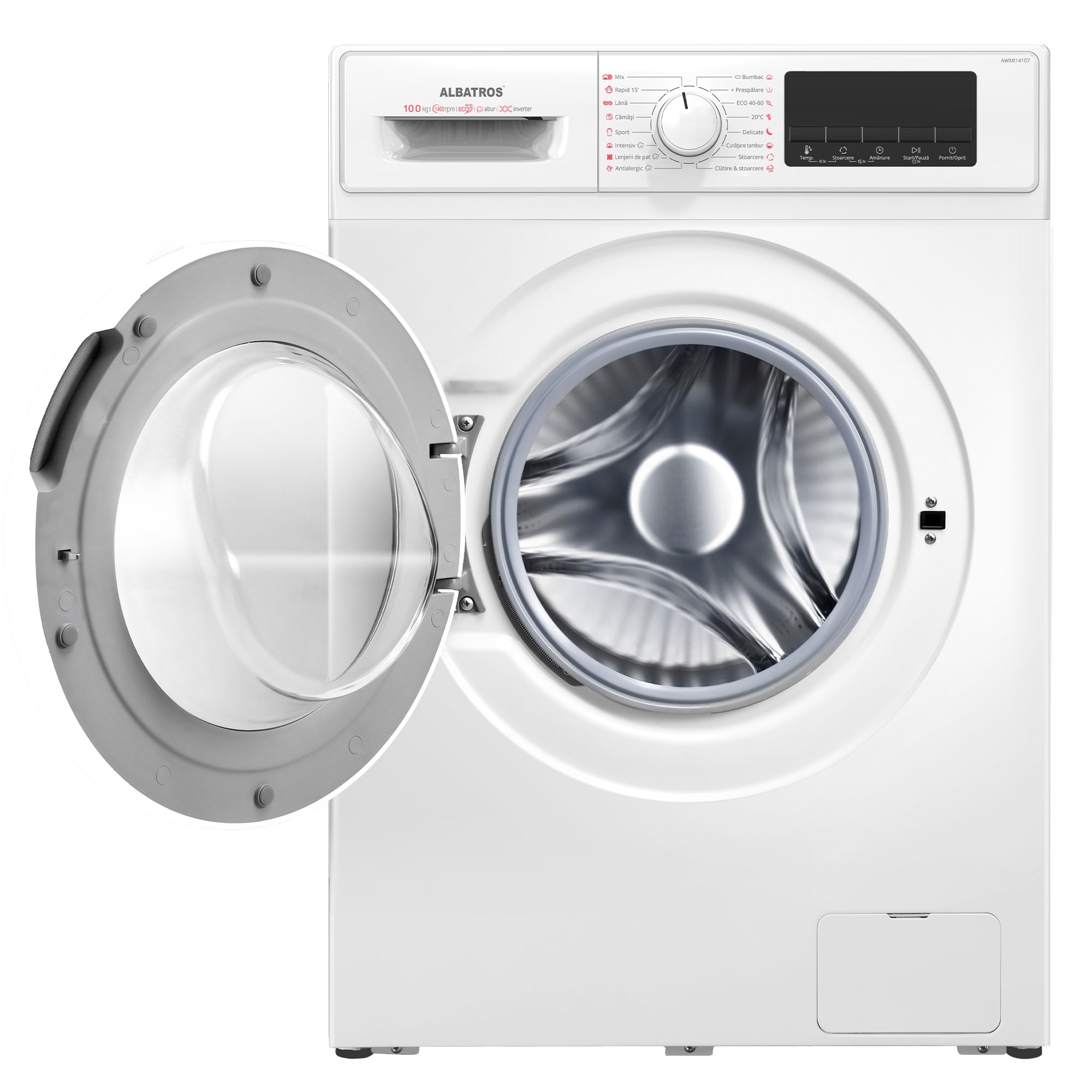 Masina de spalat rufe Albatros AWMI14107, 10 kg, Motor Inverter, 16 programe, 1400 rotatii/min., Clasa energetica A – 10%