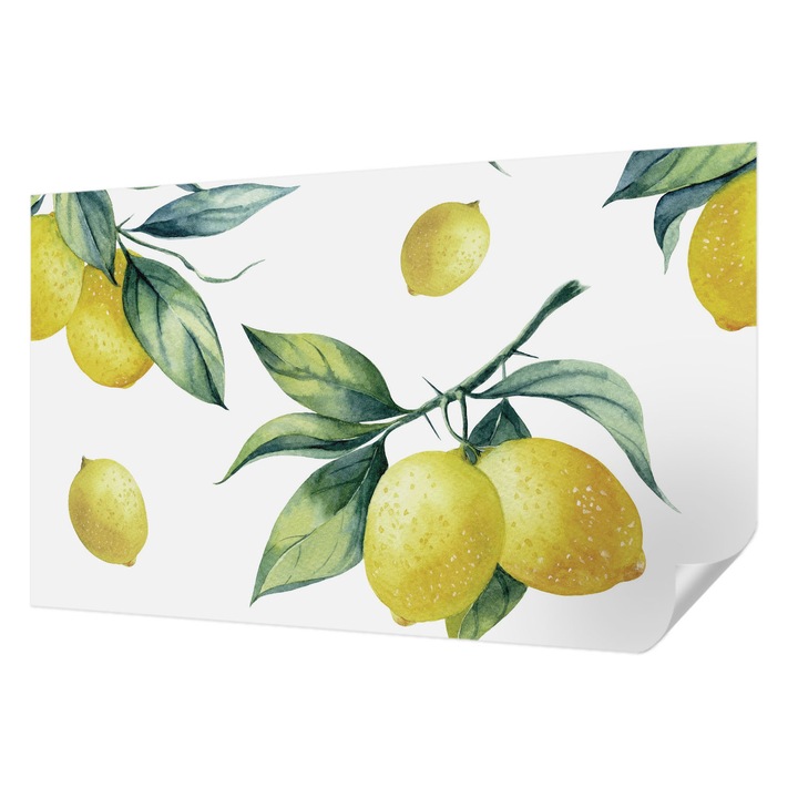 Öntapadós Tapéta Fali Dekoráció, Wallfluent, Citrom motívum, Sárga, 416 x 254 cm, Klasszikus, Könnyen Felszerelhető, 010170060070000007185