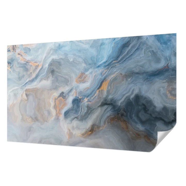 Öntapadós Dekor Tapéta, Wallfluent, Színes absztrakciók, Kék, 416 x 254 cm, Nappaliba, Konyhába, 010170060070000010586