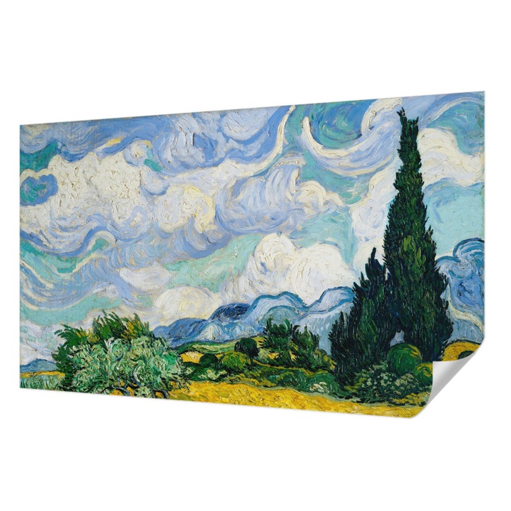 Öntapadós Dekor Tapéta, Wallfluent, Kifejező felhők, Kék, 416 x 254 cm, Előszobába, Hálószobába, 010170060070000010619