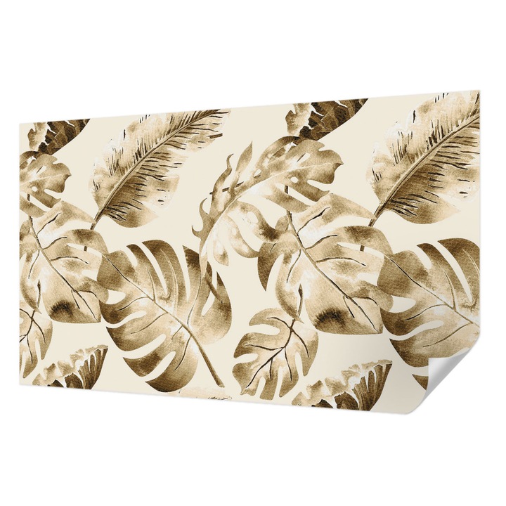 Öntapadós Fotótapéta Falra, Wallfluent, Egzotikus növényvilág, Bézs, 416 x 254 cm, Könnyen Tisztítható, Nedvességálló, 010170060070000011277