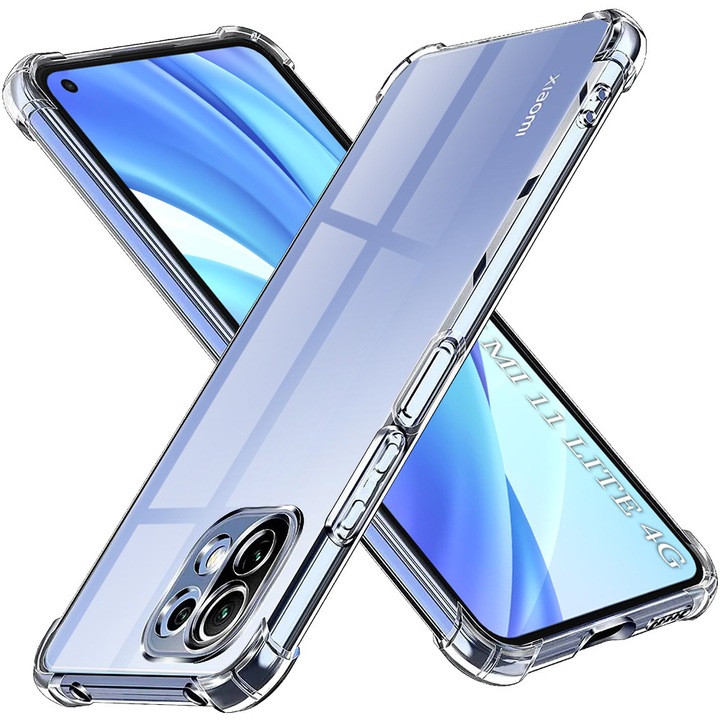 Husa Clear Anti-Soc pentru Xiaomi Mi 11 Lite 4G / Mi 11 Lite 5G / 11 Lite 5G NE, Protectie Colturi AirBag, Rezisntenta Socuri si Zgarieturi, Design Slim, Transparenta