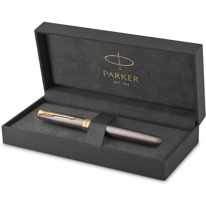 Ролер Parker Sonnet, сиво покритие, златисти акценти, тънък връх