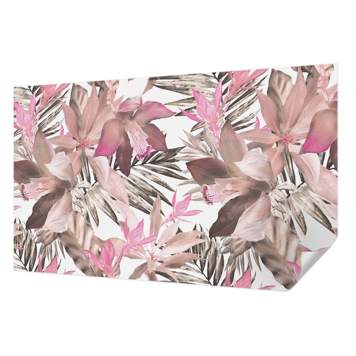 Öntapadós Fotótapéta Falra, Wallfluent, Egzotikus virágok, Barna, 416 x 254 cm, Erős Ragasztó, Modern Belsőépítészeti Dekoráció, 010170060070000011844