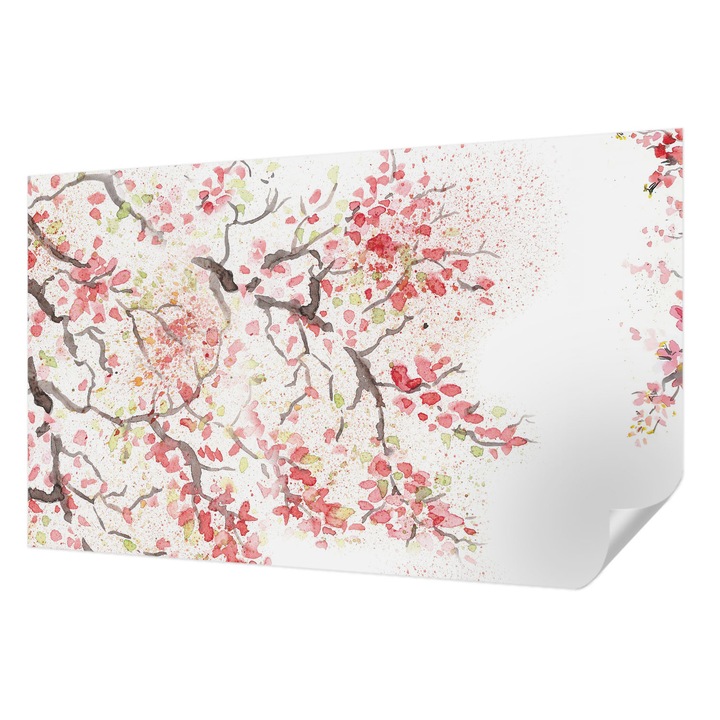 Öntapadós Fotótapéta Falra, Wallfluent, Virágzó ágak, Fehér, 416 x 254 cm, Fali Dekoráció, Nedvesség- És Foltálló, 010170060070000011282