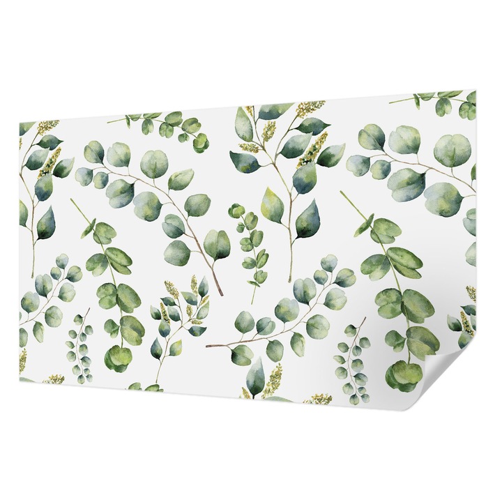 Öntapadós Fotótapéta Falra, Wallfluent, Zöld levelek, Zöld, 416 x 254 cm, Nappaliba, Konyhába, 010170060070000011871