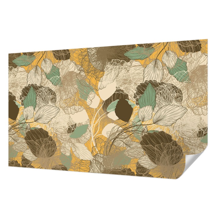 Öntapadós Tapéta Fali Dekoráció, Wallfluent, Növényi szépség, Sárga, 416 x 254 cm, Modern Dizájn, Könnyen Felszerelhető És Tisztítható, 010170060070000012820