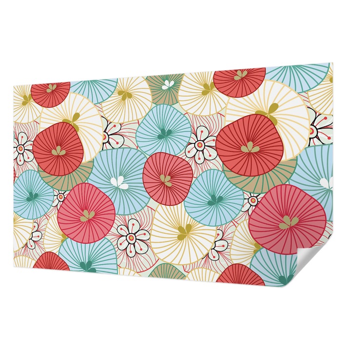 Öntapadós Tapéta Fali Dekoráció, Wallfluent, Virágminta, Piros, 416 x 254 cm, Előszobába, Hálószobába, 010170060070000012932