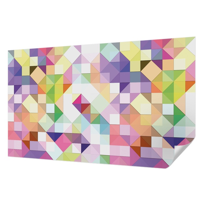 Öntapadós Tapéta Falra, Wallfluent, Színes formák, Lila, 416 x 254 cm, Könnyen Tisztítható, Nedvességálló, 010170060070000012941