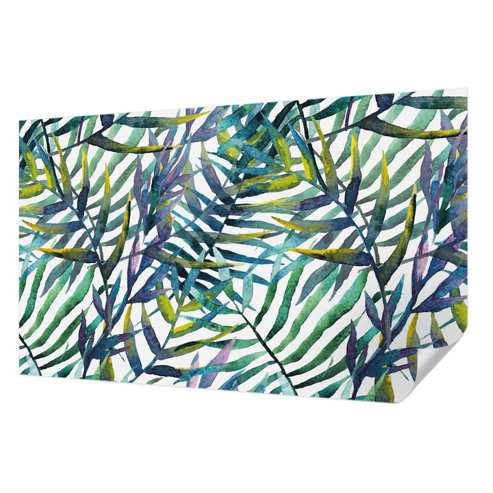 Öntapadós Tapéta Fali Dekoráció, Wallfluent, Egzotikus növényzet, Zöld, 416 x 254 cm, Klasszikus, Könnyen Felszerelhető, 010170060070000012927