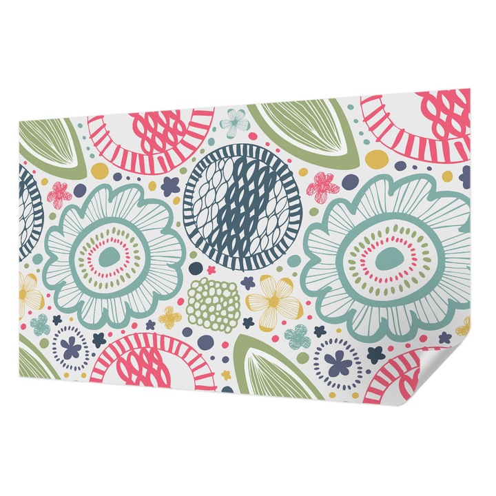 Öntapadós Dekor Tapéta, Wallfluent, Virágminták, Kék, 416 x 254 cm, Könnyen Tisztítható, Nedvességálló, 010170060070000013231