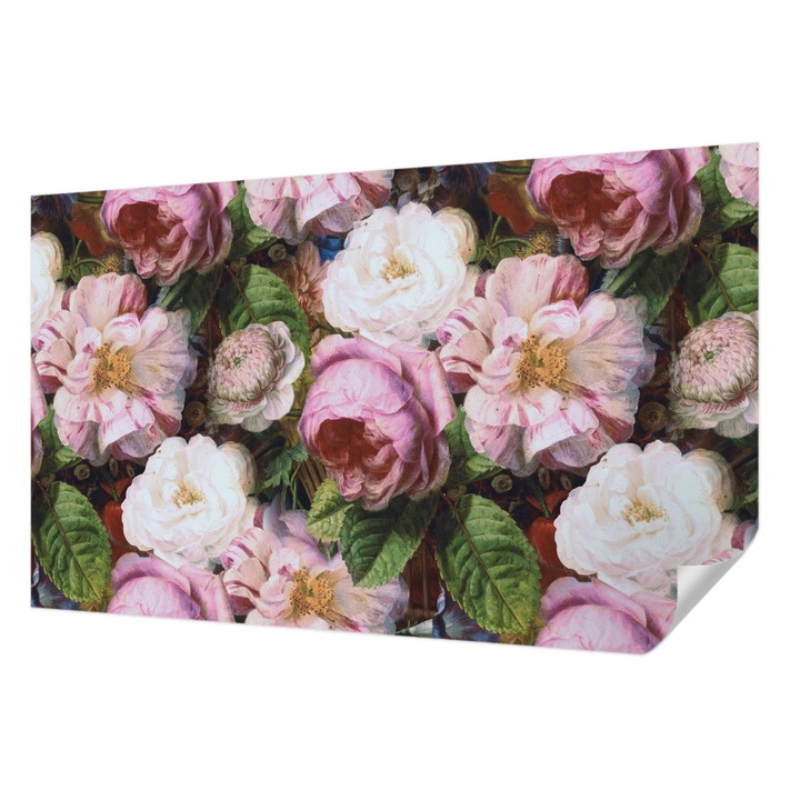 Öntapadós Dekor Tapéta, Wallfluent, Virágos elegancia, Rózsaszín, 416 x 254 cm, Erős Ragasztó, Modern Belsőépítészeti Dekoráció, 010170060070000013365