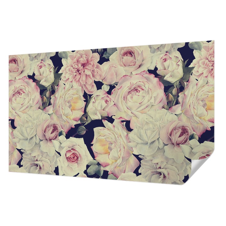 Öntapadós Dekor Tapéta, Wallfluent, Virágcsokor, Fehér, 416 x 254 cm, Klasszikus, Könnyen Felszerelhető, 010170060070000013236