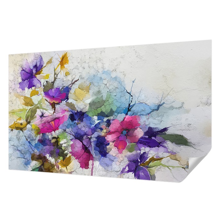 Öntapadós Tapéta Fali Dekoráció, Wallfluent, Absztrakt virágok, Fekete, 416 x 254 cm, Könnyen Tisztítható, Nedvességálló, 010170060070000017151