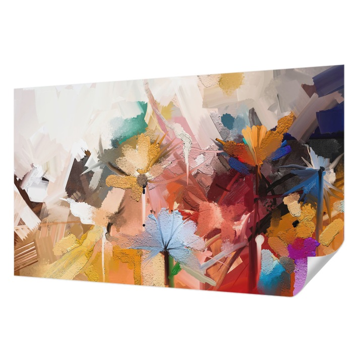 Öntapadós Tapéta Fali Dekoráció, Wallfluent, Virágos absztrakt, Bézs, 416 x 254 cm, Erős Ragasztó, Modern Belsőépítészeti Dekoráció, 010170060070000017155