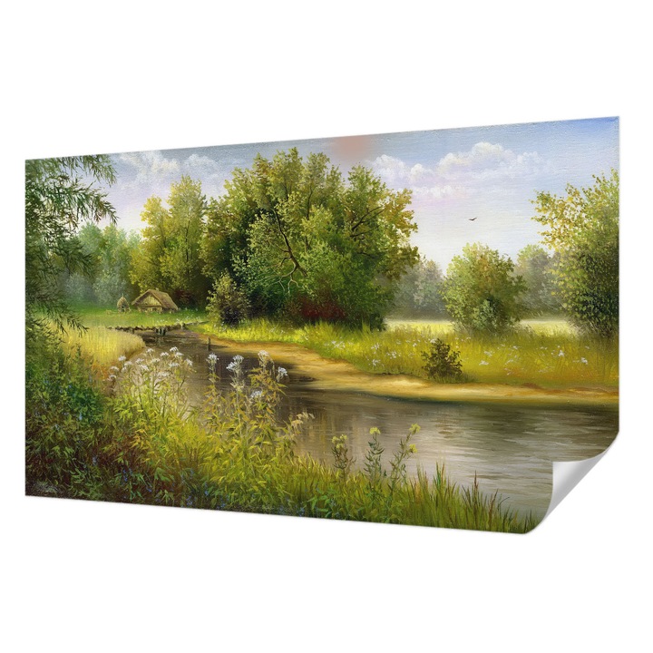 Öntapadós Tapéta Fali Dekoráció, Wallfluent, Vidéki táj, Zöld, 416 x 254 cm, Modern Dizájn, Könnyen Felszerelhető És Tisztítható, 010170060070000017324