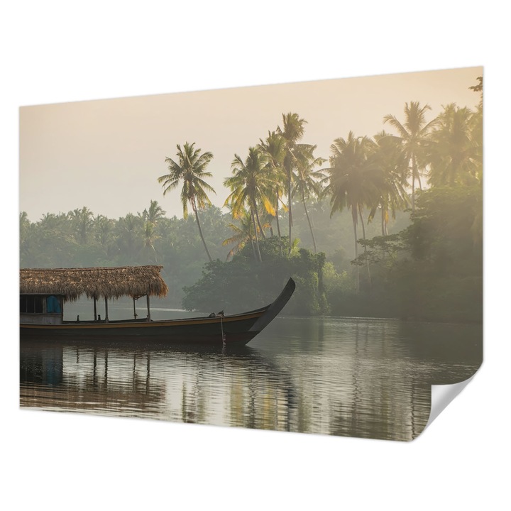 Tapet Autocolant De Perete, Wallfluent, Refugiu tropical, Gri, 312 x 219 cm, Pentru Baie, Bucatarie, 010170060960000285084