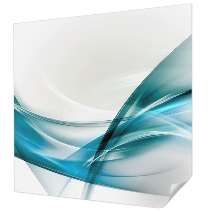 Öntapadós Tapéta Falra, Wallfluent, Kék hullámok, Fehér, 250 x 250 cm, Nappaliba, Konyhába, 010170060030000002259