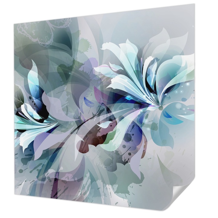 Öntapadós Tapéta Fali Dekoráció, Wallfluent, Virágos absztrakció, Fehér, 250 x 250 cm, Könnyen Tisztítható, Nedvességálló, 010170060030000006459