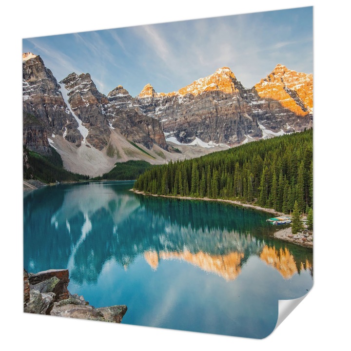 Öntapadós Tapéta Falra, Wallfluent, Hegyi tükörkép, Kék, 250 x 250 cm, Modern Dizájn, Könnyen Felszerelhető És Tisztítható, 010170060030000007453