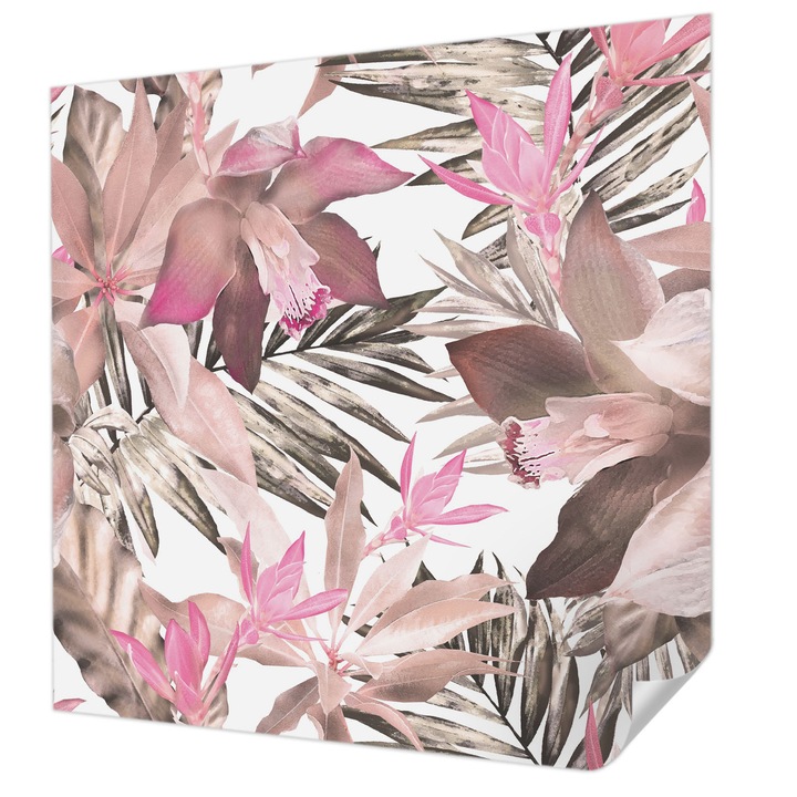 Öntapadós Fotótapéta Falra, Wallfluent, Egzotikus virágok, Barna, 250 x 250 cm, Erős Ragasztó, Modern Belsőépítészeti Dekoráció, 010170060030000011844