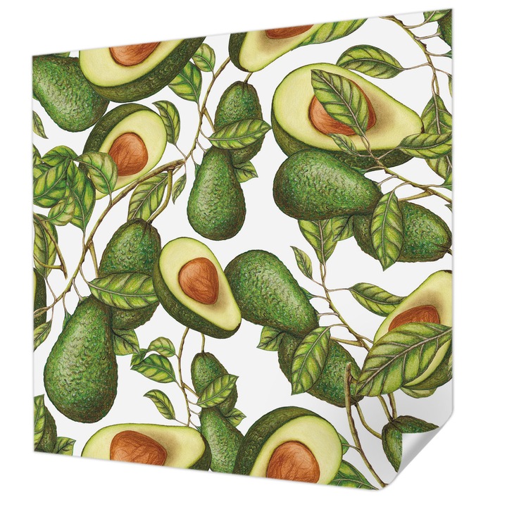 Öntapadós Dekor Tapéta, Wallfluent, Avokádó minta, Zöld, 250 x 250 cm, Fali Dekoráció, Nedvesség- És Foltálló, 010170060030000013208