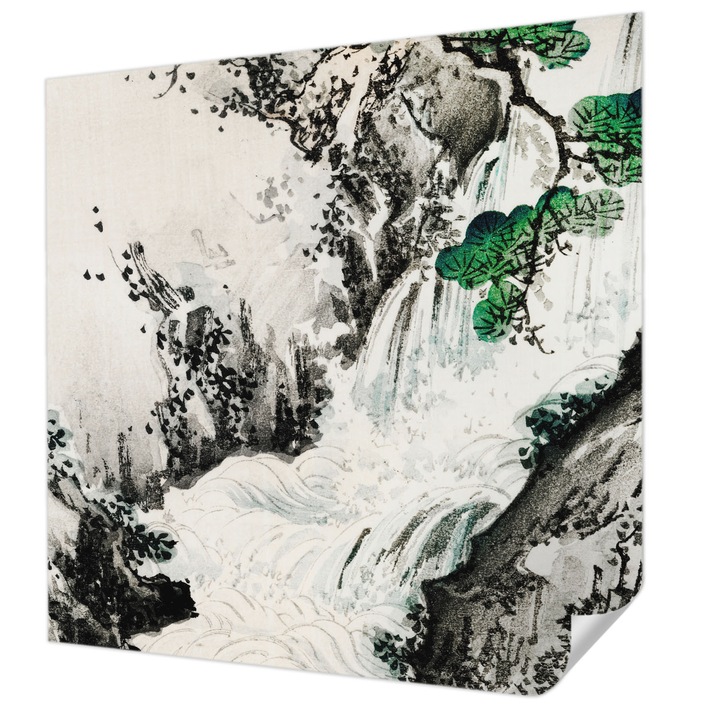 Öntapadós Fotótapéta Falra, Wallfluent, A természet vízesése, Fekete és fehér, 250 x 250 cm, Modern Dizájn, Könnyen Felszerelhető És Tisztítható, 010170060030000017921