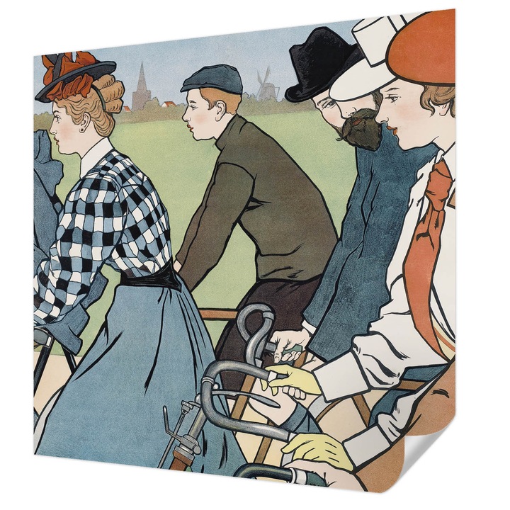 Öntapadós Tapéta Fali Dekoráció, Wallfluent, Veterán kerékpárosok, Fehér, 250 x 250 cm, Könnyen Tisztítható, Nedvességálló, 010170060030000031567