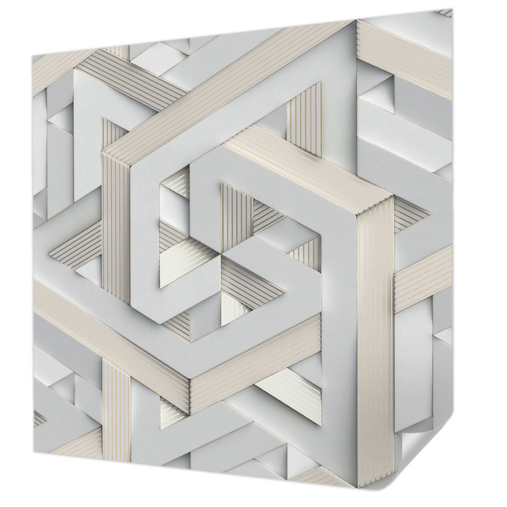 Öntapadós Fotótapéta Falra, Wallfluent, Illuzórikus formák, Fehér, 250 x 250 cm, Klasszikus, Könnyen Felszerelhető, 010170060030000033993