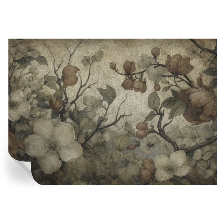 Öntapadós Tapéta Falra, Tulup, Virágos szépség, Barna, 312 x 219 cm, Dekoráció, Könnyen Felszerelhető, 010170060960000285314