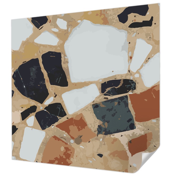 Öntapadós Tapéta Fali Dekoráció, Wallfluent, Rusztikus kövek, Fehér, 250 x 250 cm, Modern Dizájn, Könnyen Felszerelhető És Tisztítható, 010170060030000077429