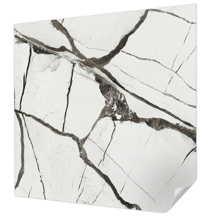 Tapet Autocolant De Perete, Wallfluent, Crapaturi de marmura, Alb, 250 x 250 cm, Pentru Sufragerie, Dormitor, 010170060030000281896