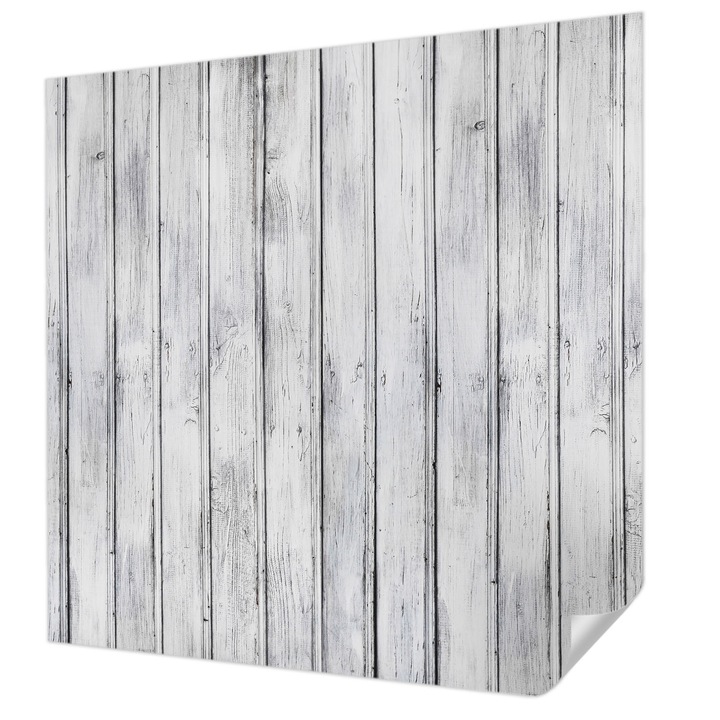 Tapet Textil Autocolant, Wallfluent, Scanduri de lemn, Alb, 250 x 250 cm, Pentru Interior, Usor De Curatat, 010170060030000282496