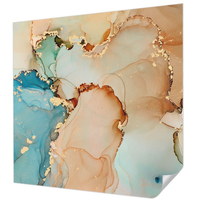 Öntapadós Tapéta Fali Dekoráció, Wallfluent, Színes absztrakt, Kék, 250 x 250 cm, Dekoráció, Falra, 010170060030000282554