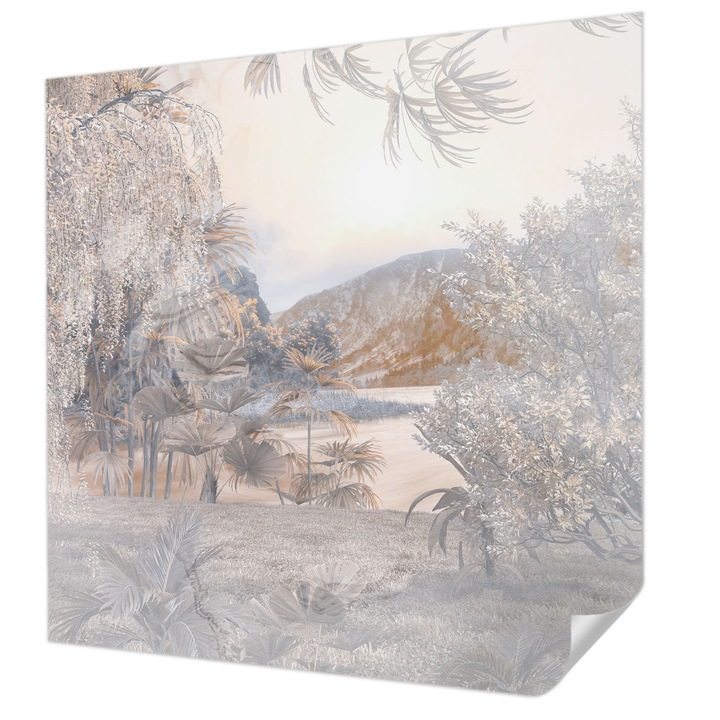 Öntapadós Dekor Tapéta, Wallfluent, A finomság természete, Fehér, 250 x 250 cm, Erős Ragasztó, Modern Belsőépítészeti Dekoráció, 010170060030000282732