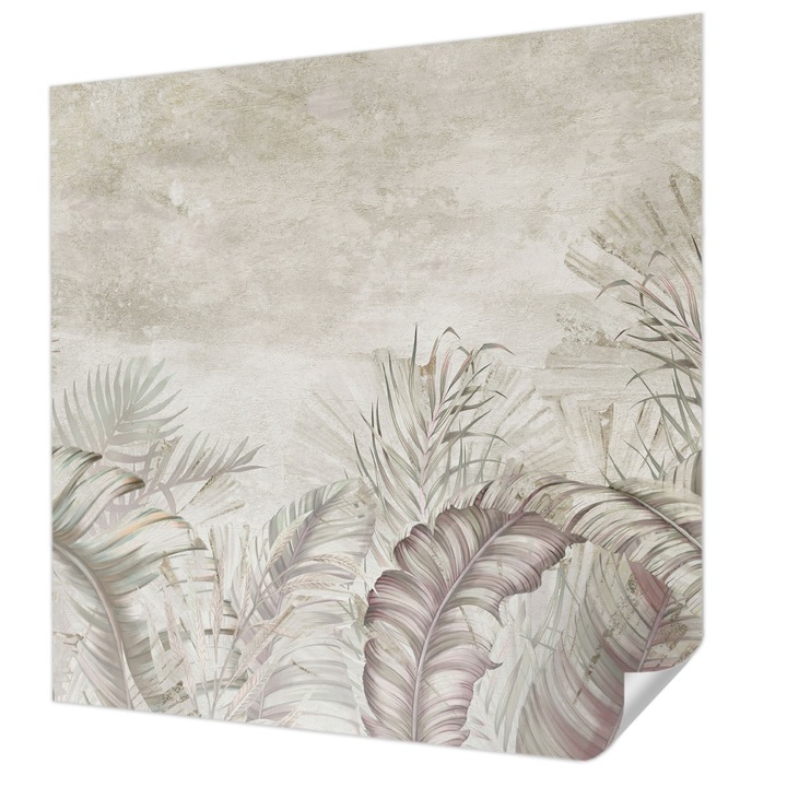 Öntapadós Dekor Tapéta, Wallfluent, Dekoratív levelek, Bézs, 250 x 250 cm, Dekoráció, Falra, 010170060030000282731