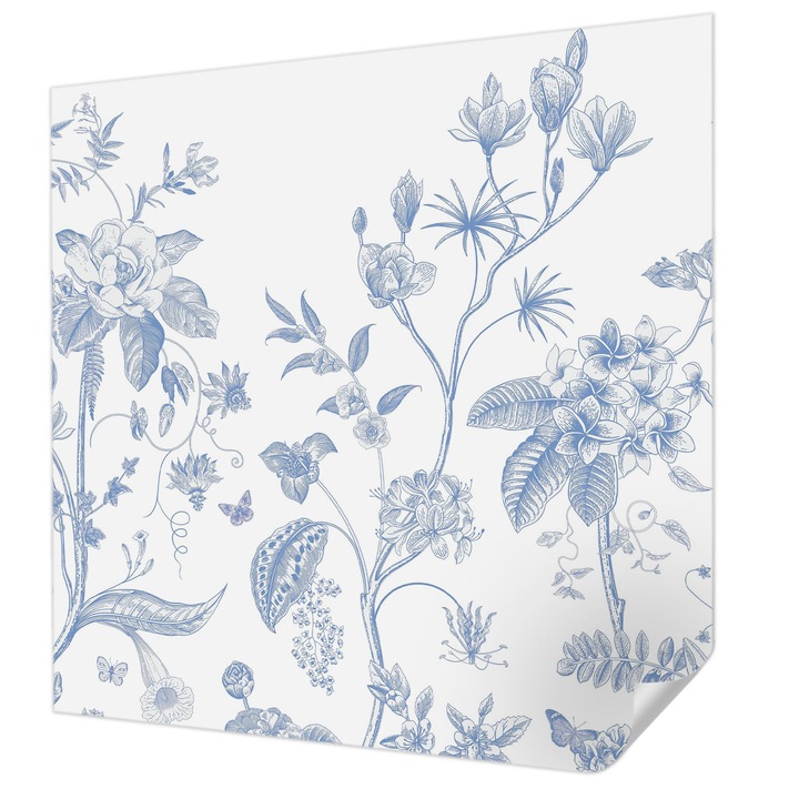 Öntapadós Tapéta Fali Dekoráció, Wallfluent, Virágminta, Fehér, 250 x 250 cm, Klasszikus, Könnyen Felszerelhető, 010170060030000282741