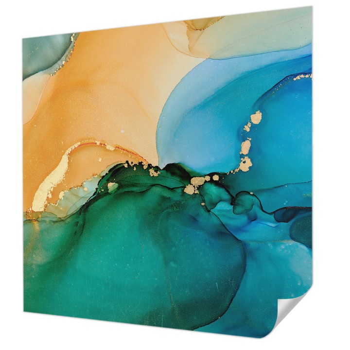 Öntapadós Tapéta Falra, Wallfluent, Színes hullámok, Kék, 250 x 250 cm, Könnyen Tisztítható, Nedvességálló, 010170060030000282743